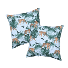 Set of 2 Water Resistant Garden Cushion Cover Scatter Pillow Cover Tropical Jungle Rainforest Monkey Tiger - Clara Shade Sails - Clara Shade Sails - 2 x Tiger - 