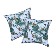 Set of 2 Water Resistant Garden Cushion Cover Scatter Pillow Cover Tropical Jungle Rainforest Monkey Tiger - Clara Shade Sails - Clara Shade Sails - 2 x Monkey - 