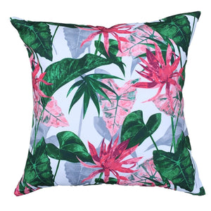 Set of 3 Tropical Water Resistant Garden Cushion Covers Scatter Pillow Cover Jungle Leaf Pink Flower Rainforest - Clara Shade Sails - Clara Shade Sails - -