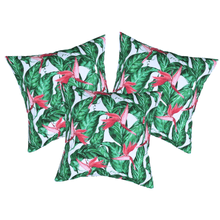 Set of 3 Tropical Water Resistant Garden Cushion Covers Scatter Pillow Cover Jungle Leaf Pink Flower Rainforest - Clara Shade Sails - Clara Shade Sails - 3 x Bird of Paradise - 