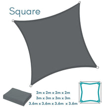 Square Dark Grey Sun Shade Sail - Water Resistant UV Garden Canopy Awning 2m 3m 3.6m - Clara Shade Sails - Clara Shade Sails - 2m - 