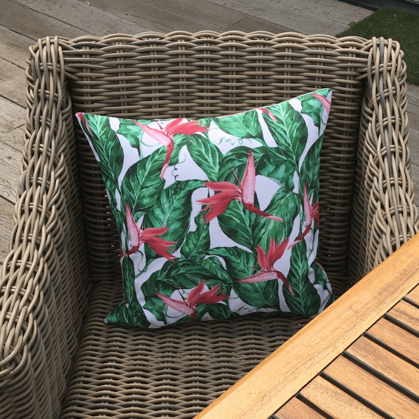 Bird of Paradise Water Resistant Garden Cushion Cover - Tropical Jungle Rainforest Clara Shade Sails