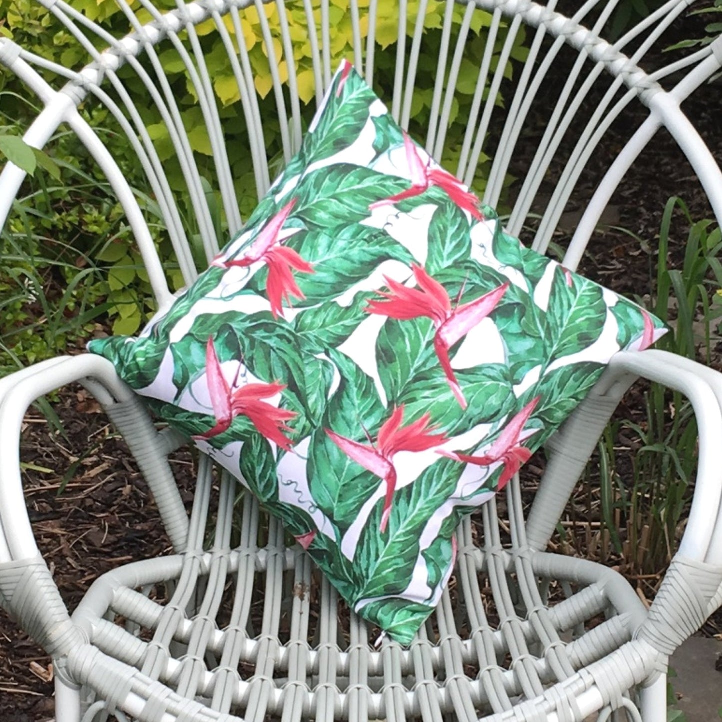 Bird of Paradise Water Resistant Garden Cushion Cover - Tropical Jungle Rainforest Clara Shade Sails