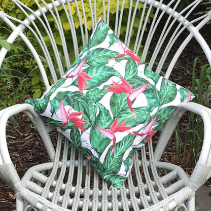 Bird of Paradise Water Resistant Garden Cushion Cover - Tropical Jungle Rainforest Clara Shade Sails