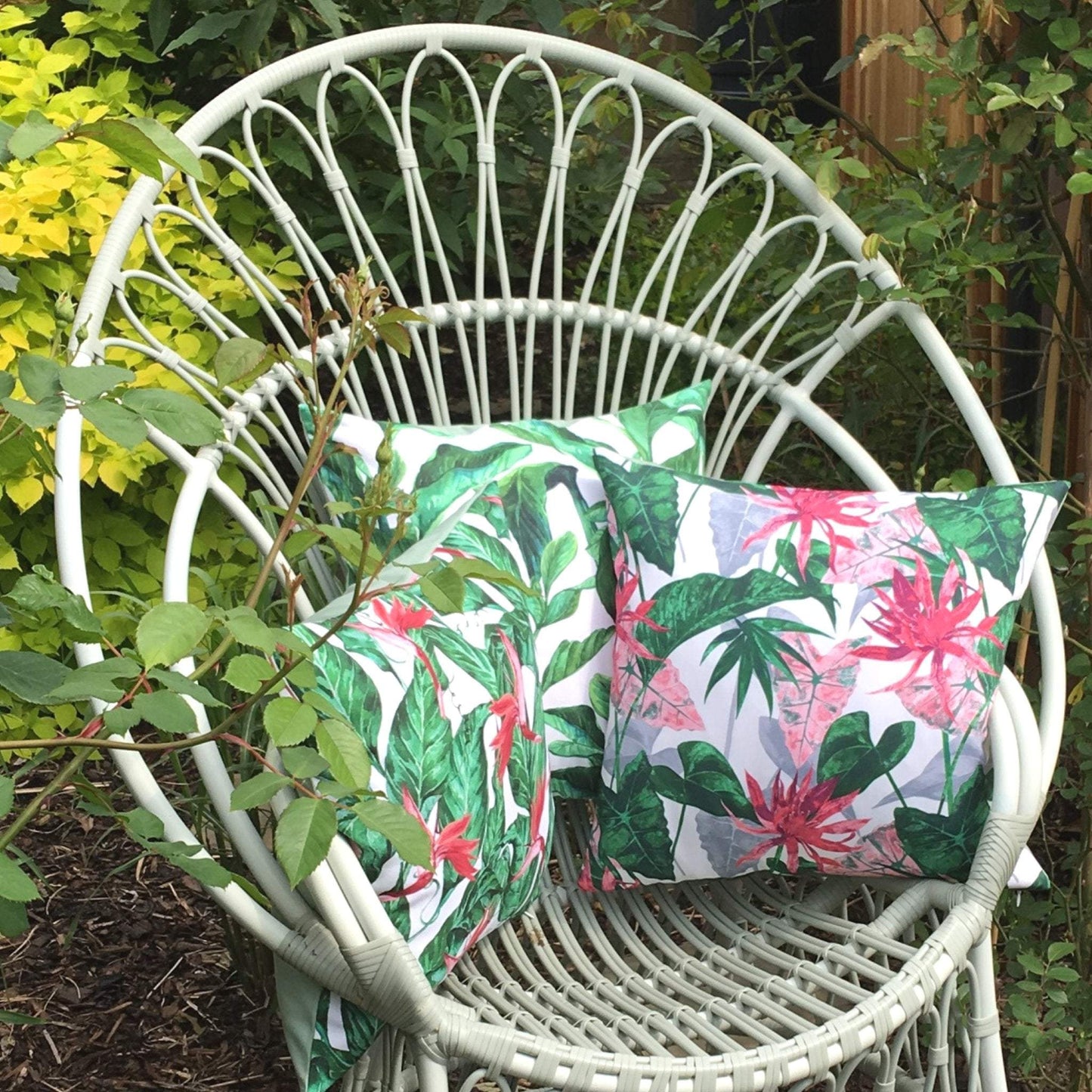 Bird of Paradise Water Resistant Garden Cushion Cover - Tropical Jungle Rainforest Clara Shade Sails