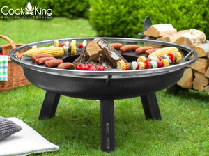 Cook King Fire Bowl Pit Grill Plate Garden and Outdoor Patio Entertaining Portable Metal Round 80cm Cook King