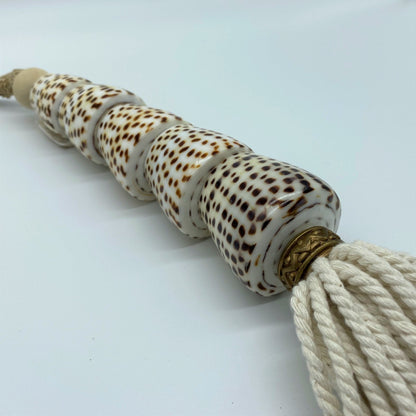 Decorative Natural Shell Garland Macramé Tassel - Cotton Curtain Tieback Wall Hanging 35cm Clara Shade Sails