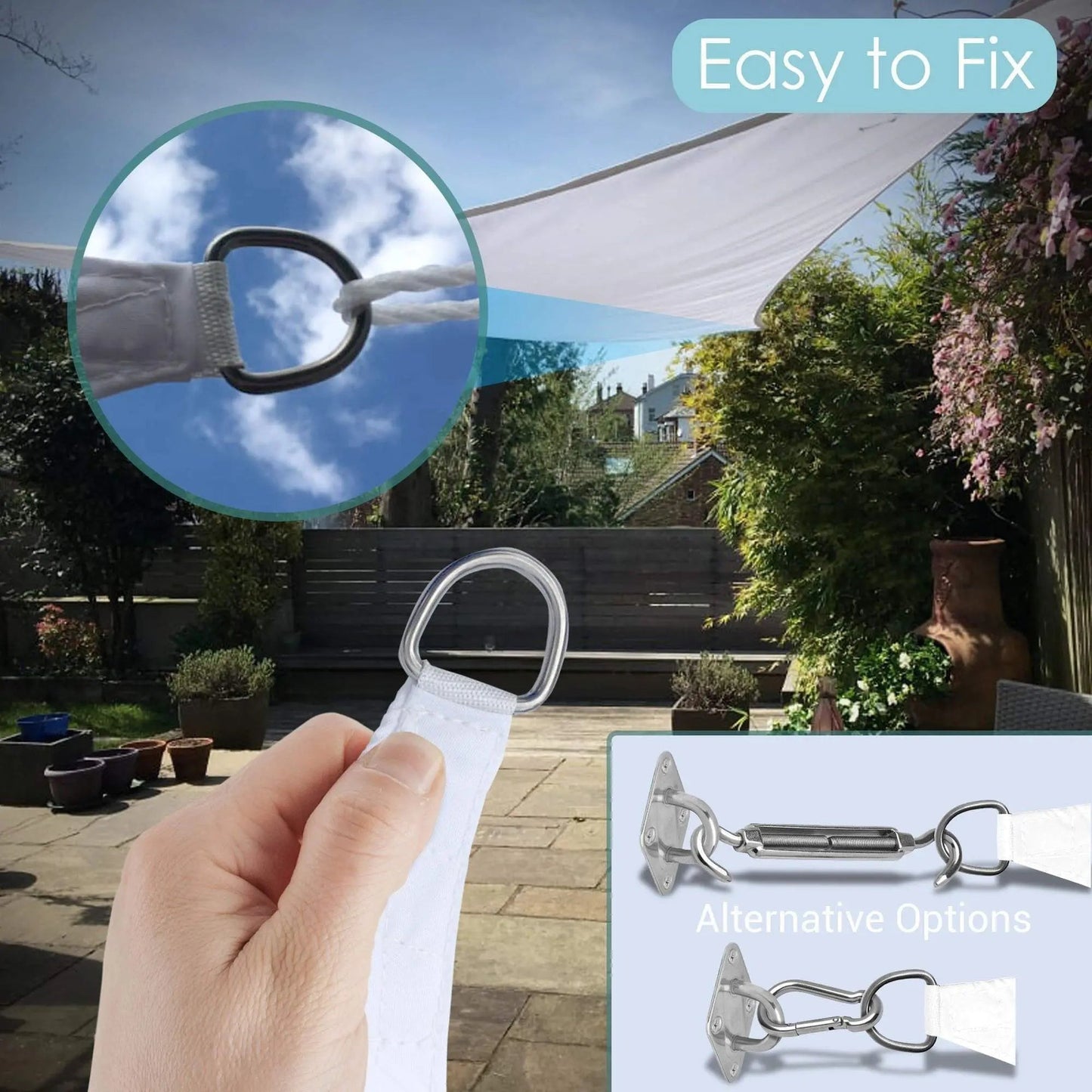 Equilateral Triangle 3m - Clara Sun Shade Sail -  White Waterproof Canopy Awning Gazebo for Patio Garden Clara Shade Sails