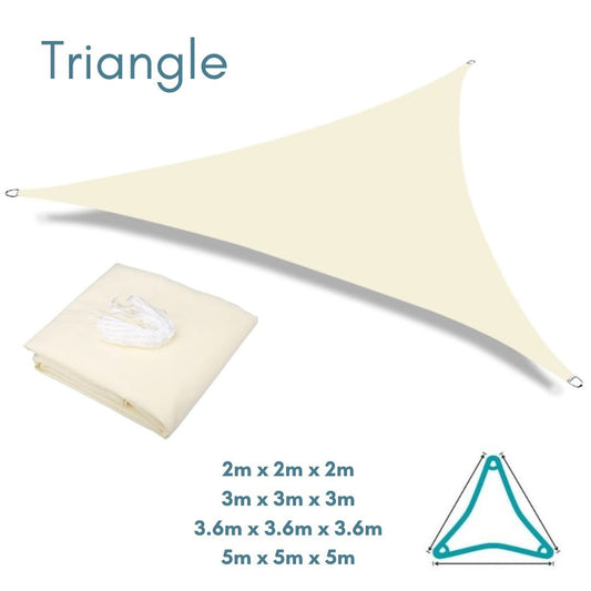 Cream Shade Sail Equilateral Triangle water resistant UV resistant