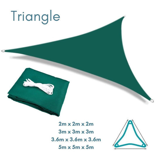 Green Shade Sail Equilateral Triangle water resistant UV resistant