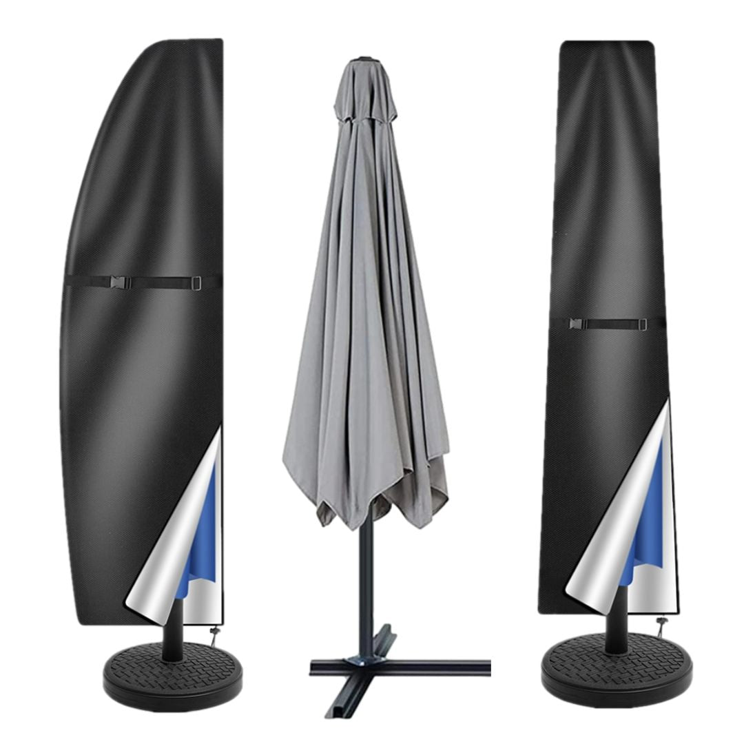 Protective Garden Parasol Cantilever Umbrella Rain Covers Waterproof - Straight, Banana - Black, Grey, Khaki, Green - 170cm, 190cm, 205cm, 265cm, 280cm Clara Shade Sails