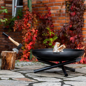 Indiana Round Fire Bowl Pit 70cm - Cook King Garden and Outdoor Patio Entertaining Portable Metal Round Fire Bowl Cook King