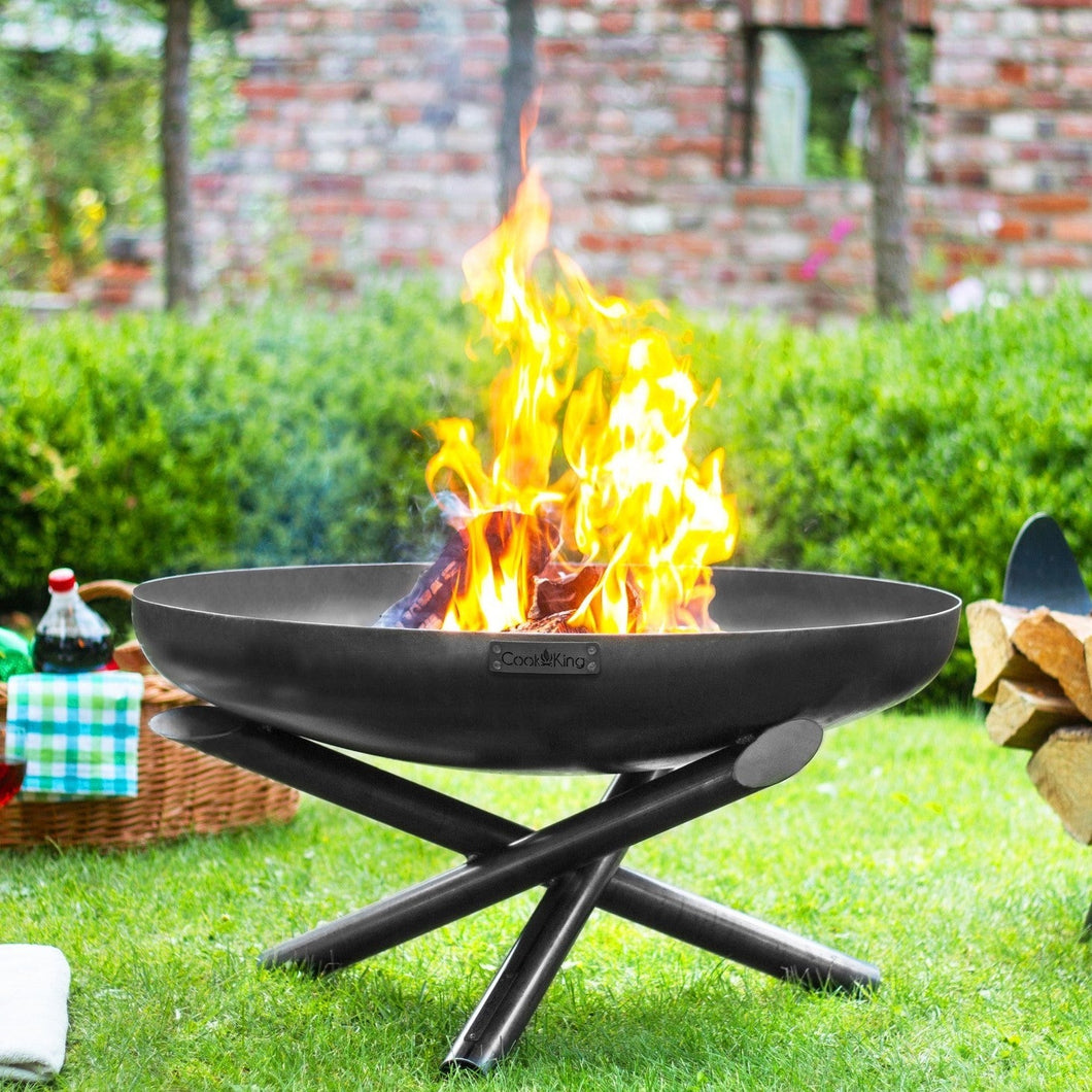 Indiana Round Fire Bowl Pit 70cm - Cook King Garden and Outdoor Patio Entertaining Portable Metal Round Fire Bowl Cook King