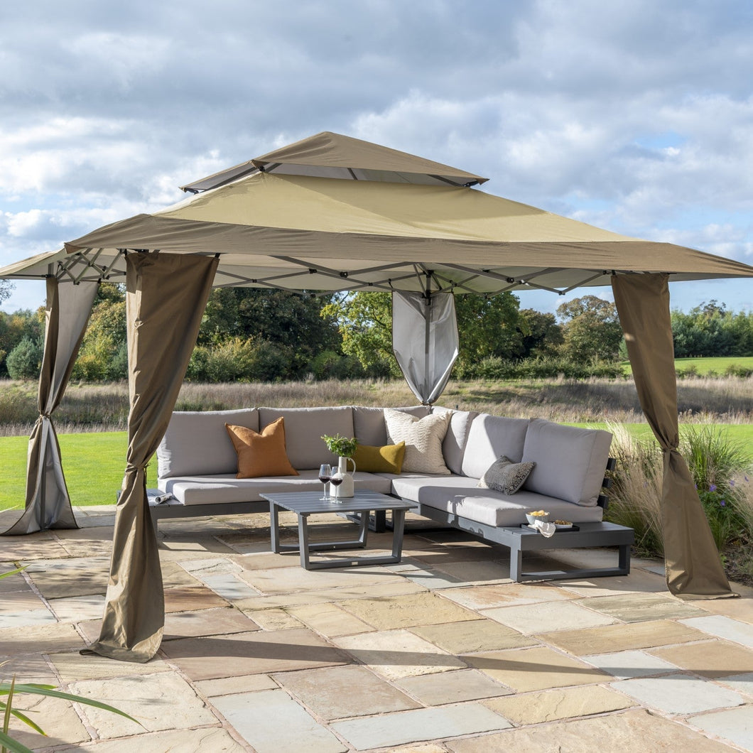 Norfolk Leisure - Pop Up Gazebo Sturdy Heavy Duty 4m x 4m Grey, Taupe and Brown Norfolk Leisure