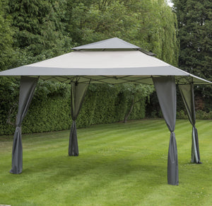 Norfolk Leisure - Pop Up Gazebo Sturdy Heavy Duty 4m x 4m Grey, Taupe and Brown Norfolk Leisure