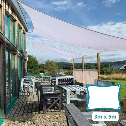 Rectangle 3m x 5m - Clara Sun Shade Sail White Waterproof Canopy Awning Gazebo for Patio Garden Clara Shade Sails