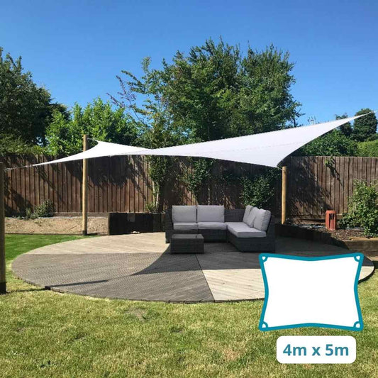 Rectangle 4m x 5m - Clara Sun Shade Sail White Waterproof Patio Garden Canopy Awning Clara Shade Sails