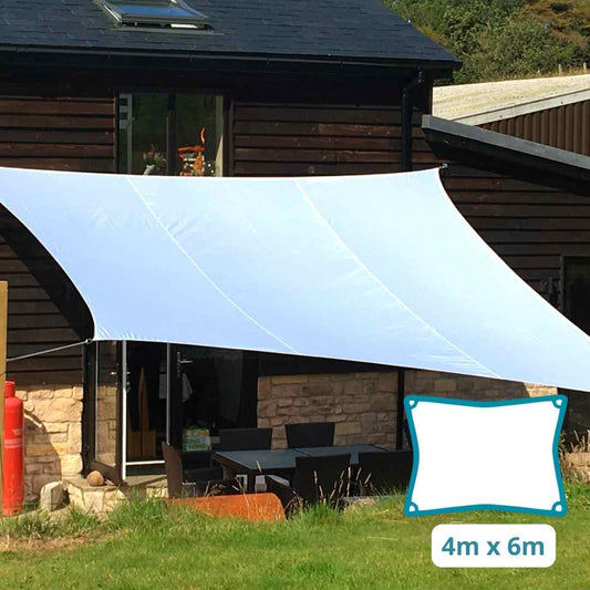 Rectangle 4m x 6m - Clara Sun Shade Sail White Waterproof Patio Garden Canopy Awning Clara Shade Sails