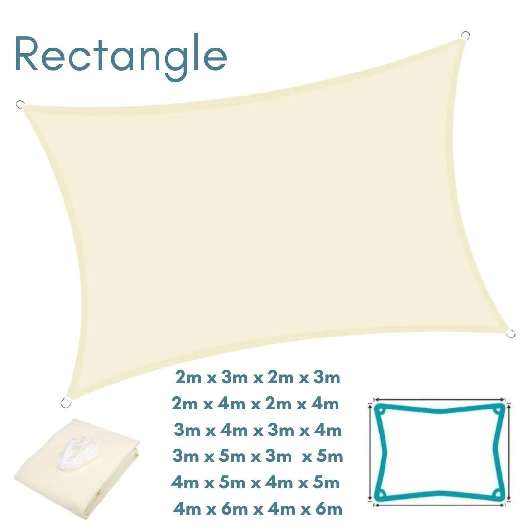 Rectangle Cream - Sun Shade Sail - 2m x 4m Clara Shade Sails