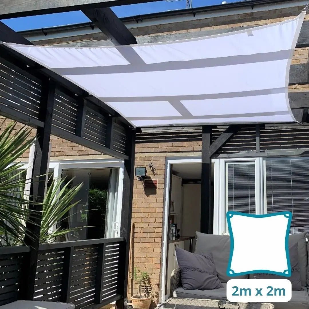 Square 2m - Clara Sun Shade Sail White Waterproof UV Patio Garden Canopy Awning Clara Shade Sails