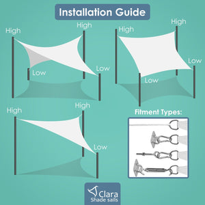 Square Beige Sun Shade Sail - Water Resistant UV Garden Canopy Awning 2m 3m 3.6m Clara Shade Sails