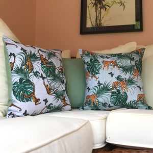 Tiger Water Resistant Garden Cushion Cover Scatter Pillow Cover Tropical Jungle Rainforest Clara Shade Sails