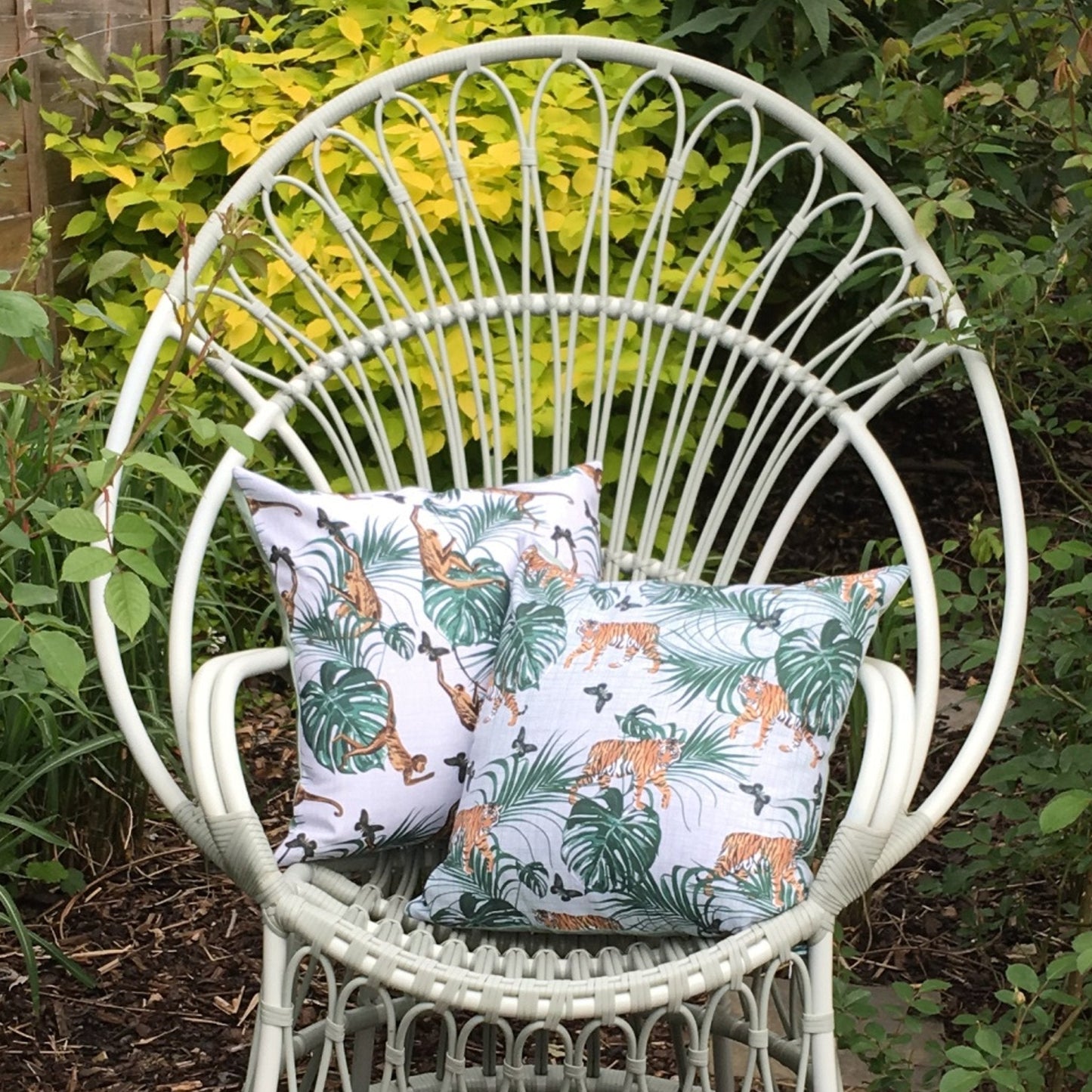 Water Resistant Garden Cushion Cover Scatter Pillow Cover Tropical Jungle Rainforest Monkey Tiger Clara Shade Sails